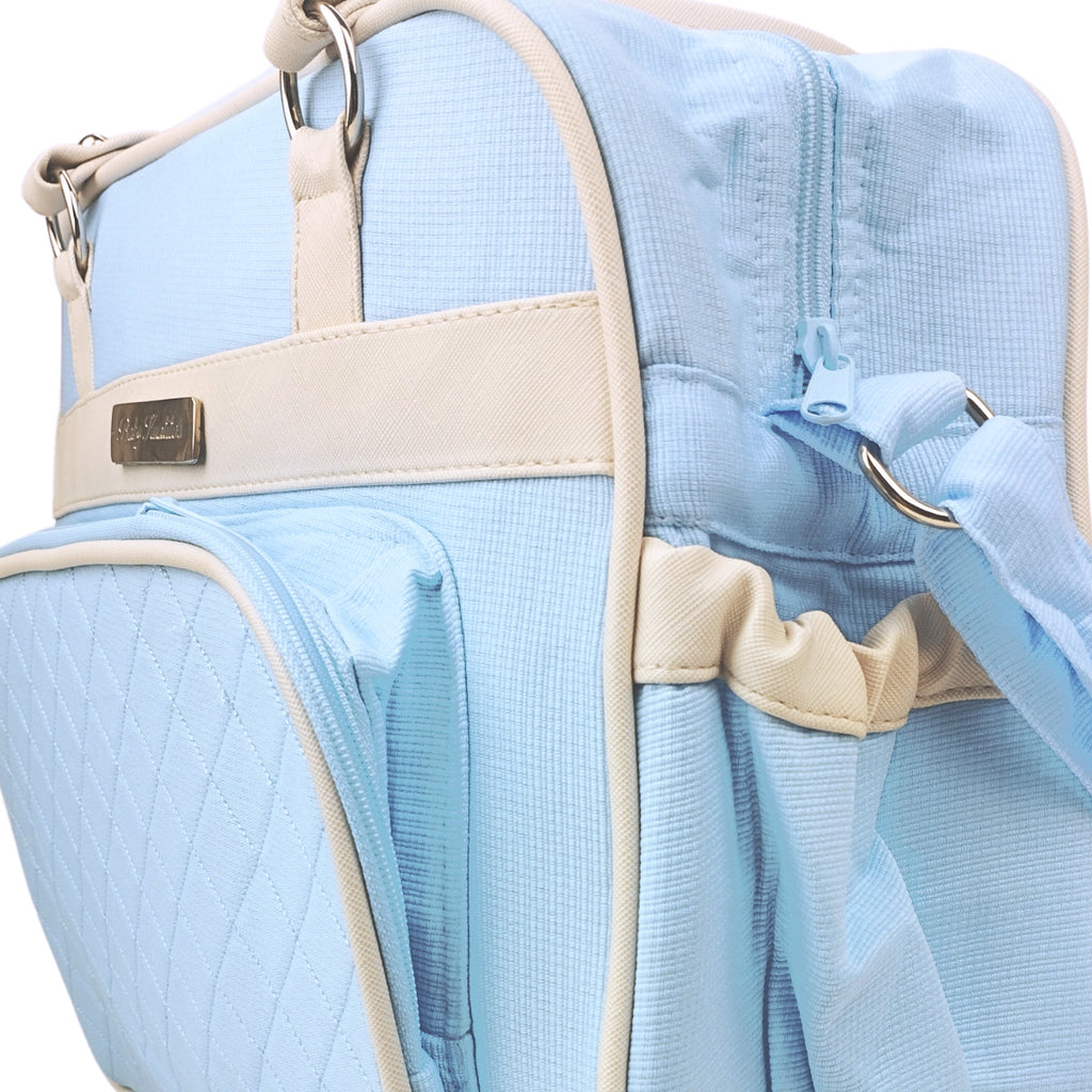 Bolso Pañalera Tela Filo - Celeste