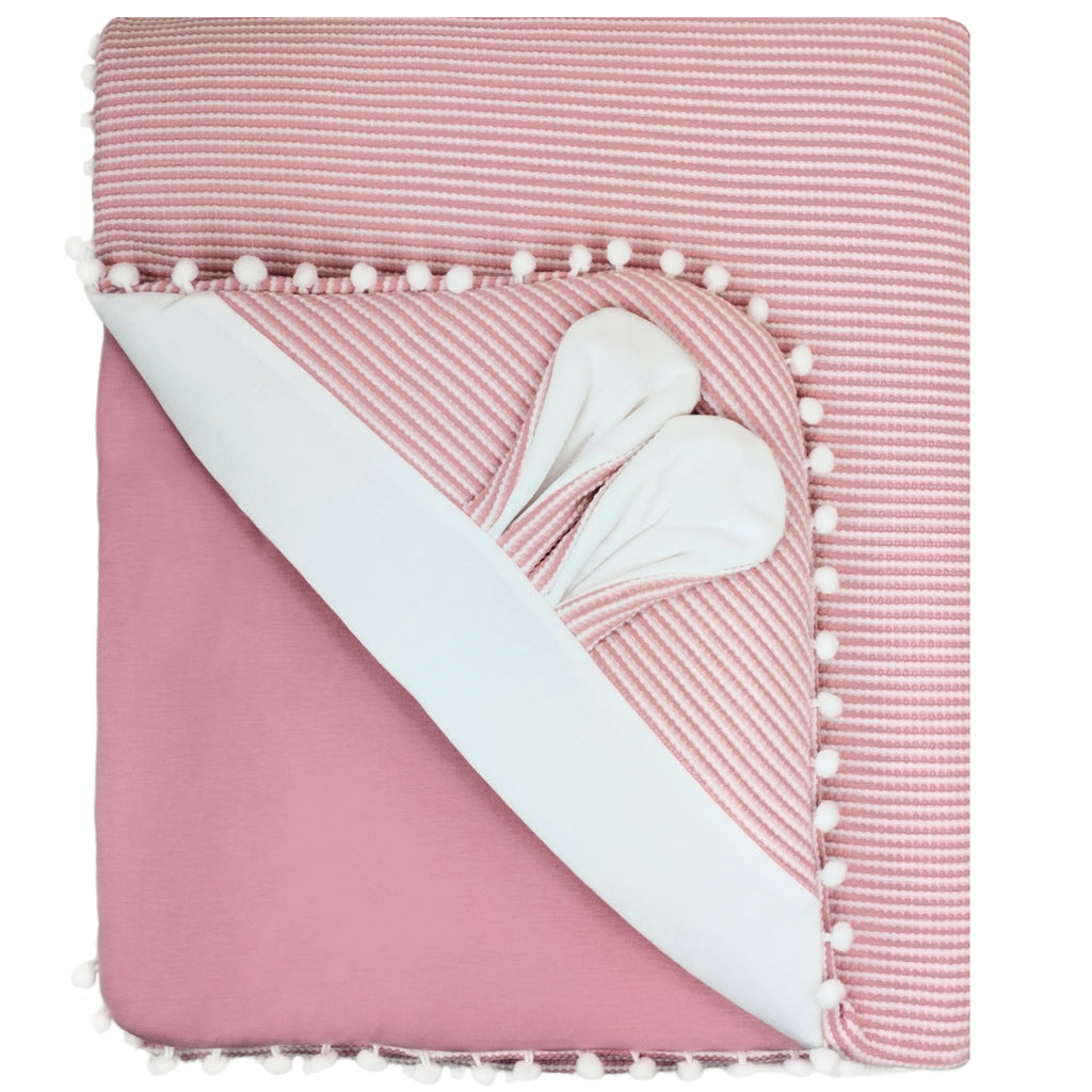 Colcha bebé acolchada - Orejitas - Palo Rosa