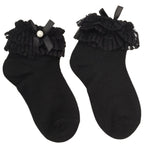 Calcetines Niña con Blondas y Lazo Negro - Negro