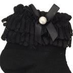 Calcetines Niña con Blondas y Lazo Negro - Negro