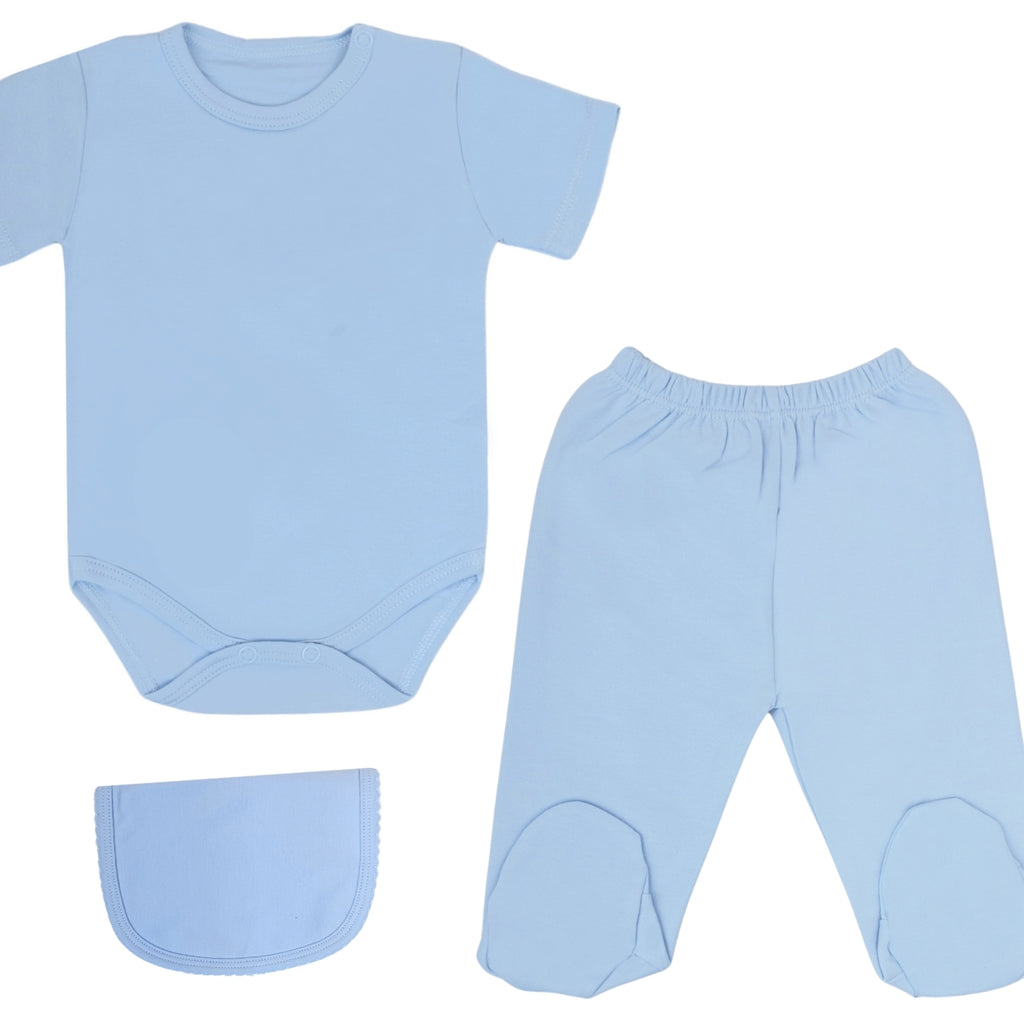 Ajuar Bebé Niño Celeste 3 Piezas