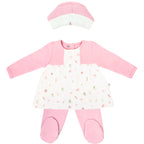 Conjunto Vestido bebé Niña - 3 piezas - Flores - Rosado