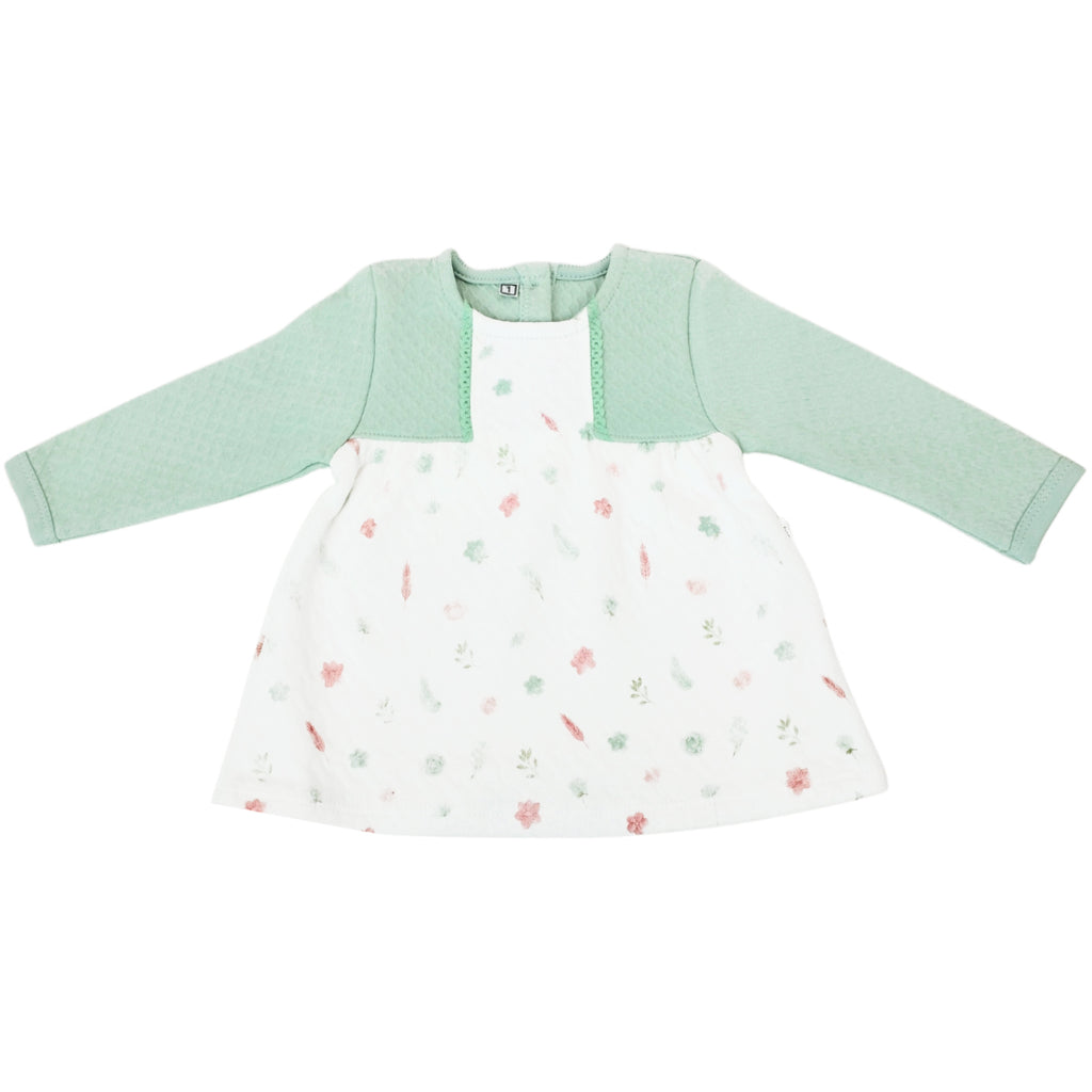 Conjunto Vestido bebé Niña - 3 piezas - Flores - Verde