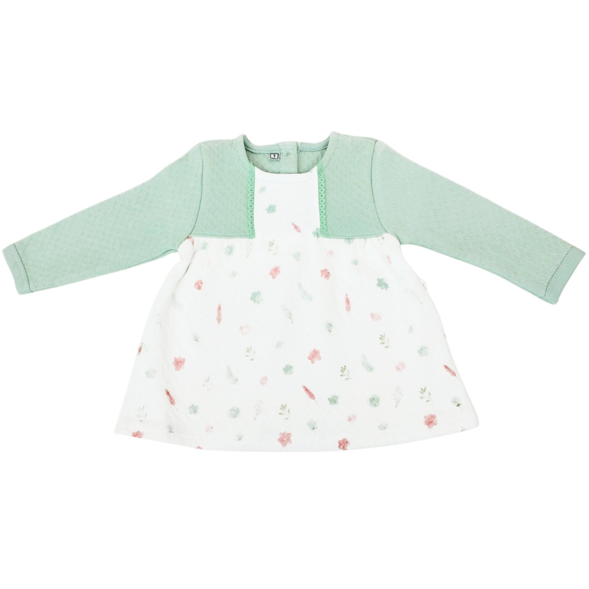 Conjunto Vestido bebé Niña - 3 piezas - Flores - Verde