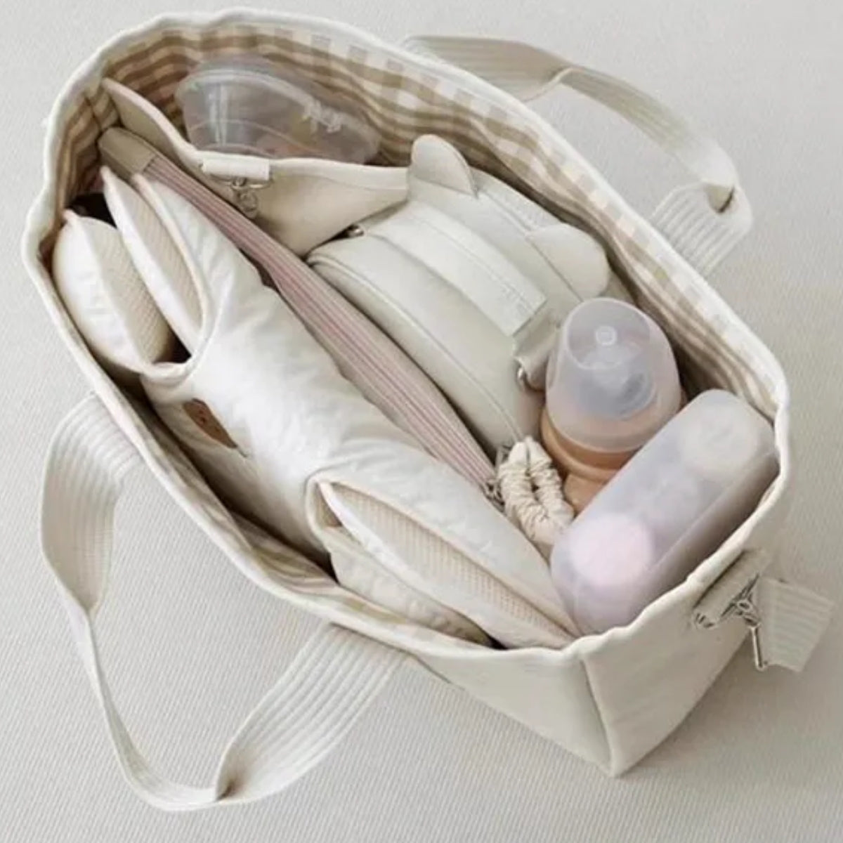 Bolso Pañalera Osito - Crema