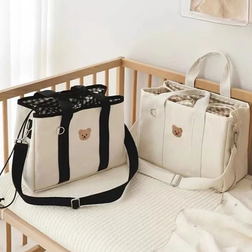 Bolso Pañalera Osito - Crema