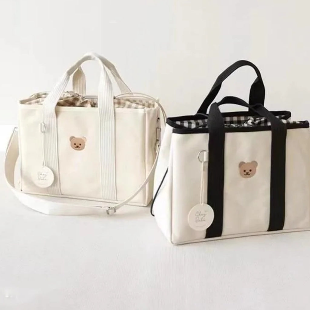 Bolso Pañalera Osito - Crema