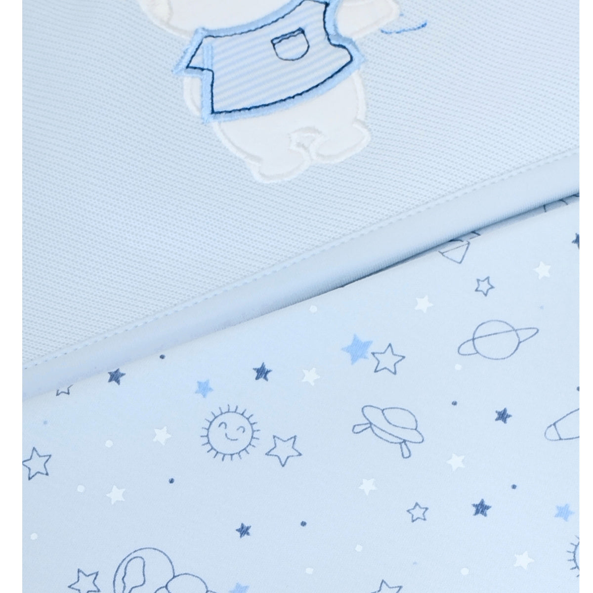 Manta bebé punto ingles - Oso - Celeste S2261