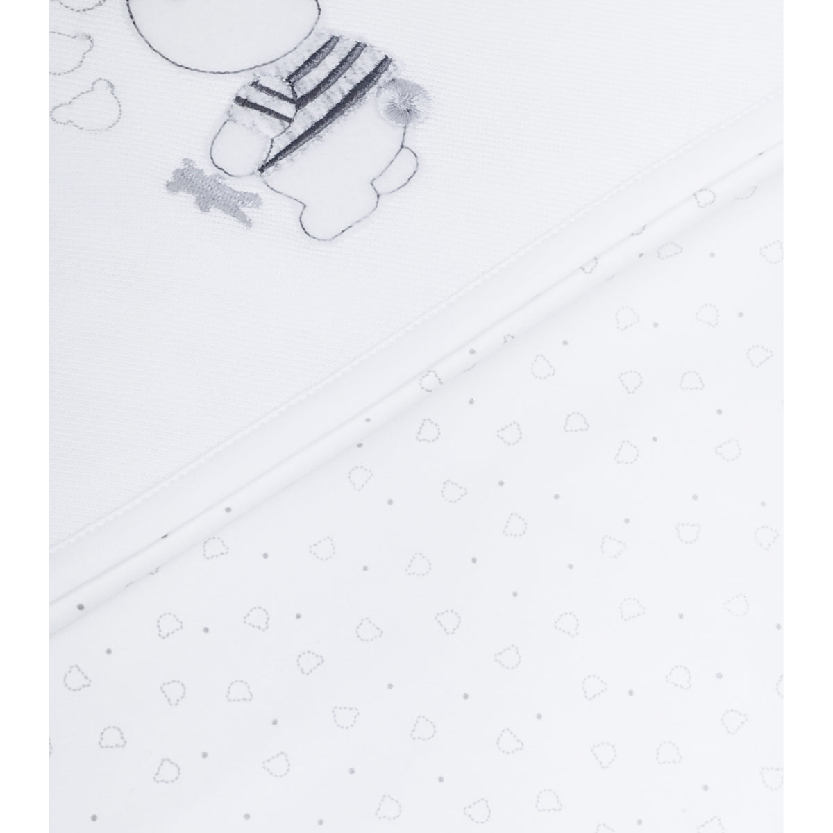 Manta bebé punto ingles - Oso - Blanco S2262