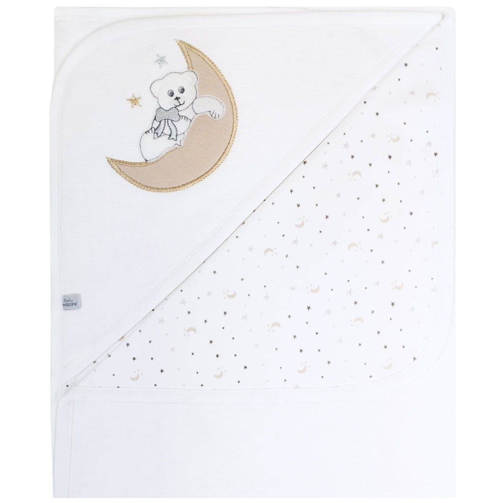 Manta bebé punto ingles - Oso - Blanco S2263