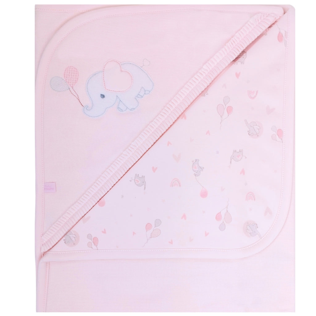 Manta bebé punto ingles - Elefante - Rosado S2264