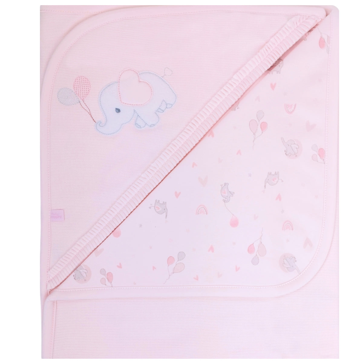 Manta bebé punto ingles - Elefante - Rosado S2264