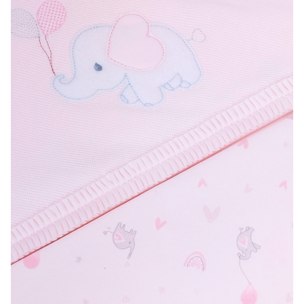 Manta bebé punto ingles - Elefante - Rosado S2264