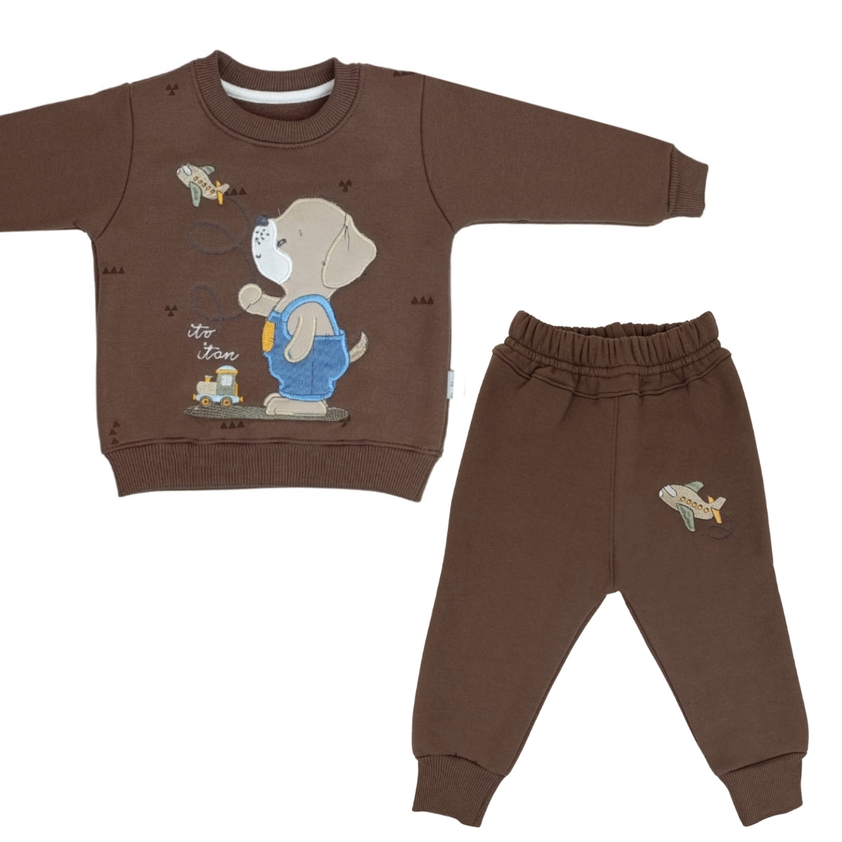 Conjunto Franela reactiva - 2 piezas - Perrito - Marron