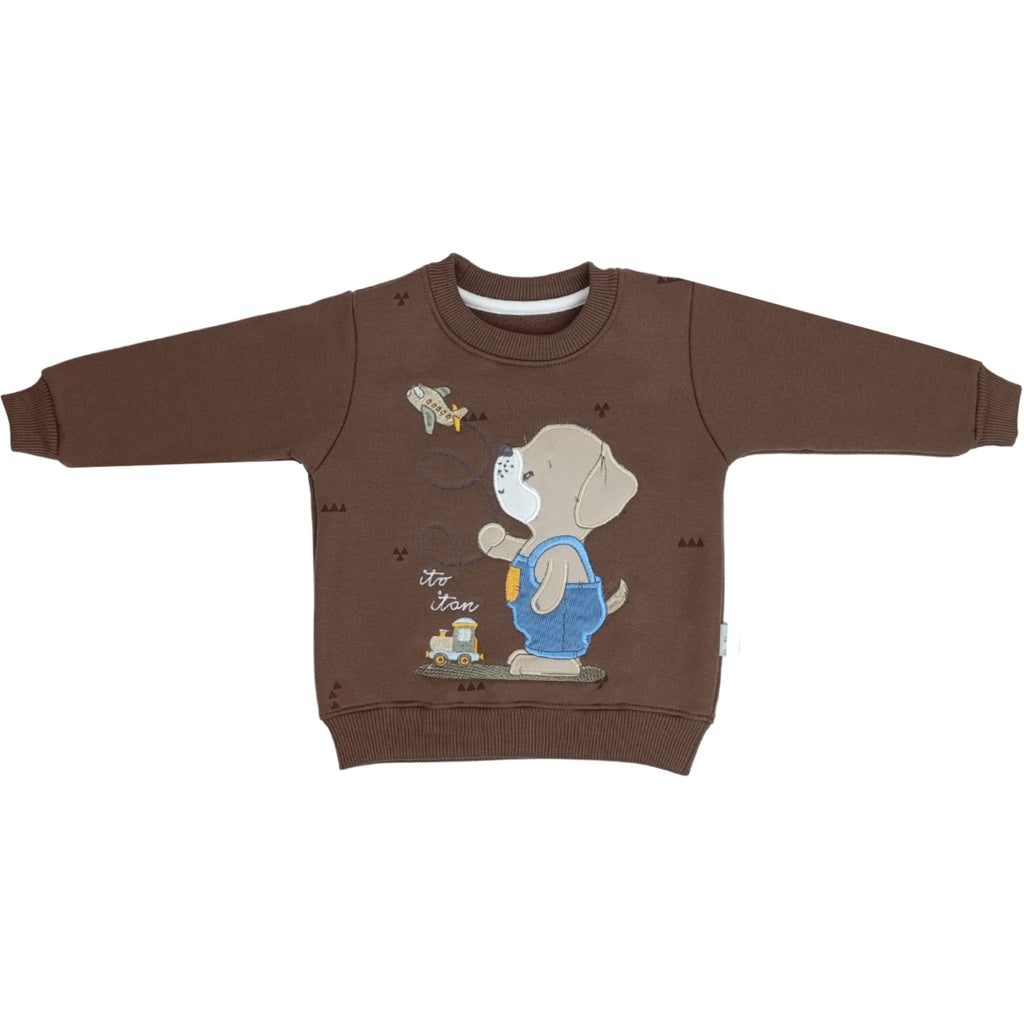 Conjunto Franela reactiva - 2 piezas - Perrito - Marron