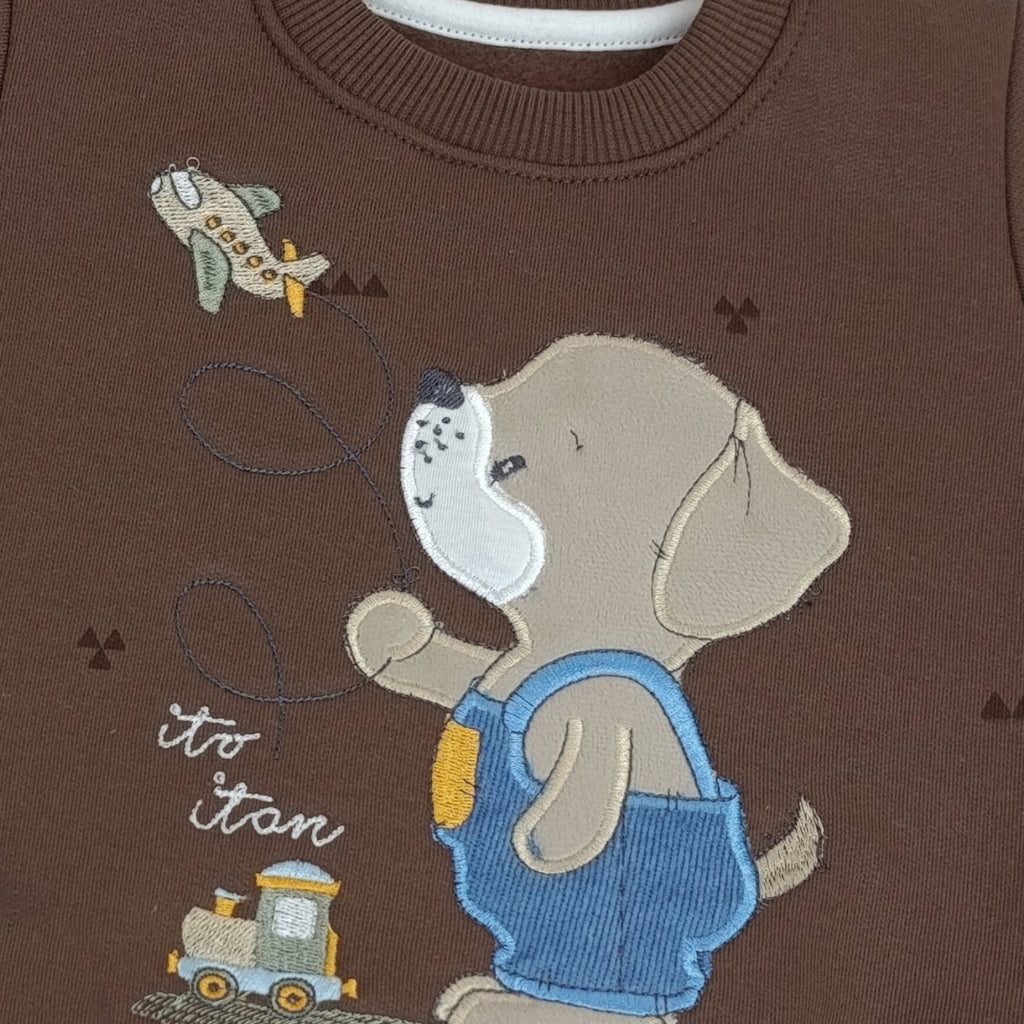 Conjunto Franela reactiva - 2 piezas - Perrito - Marron