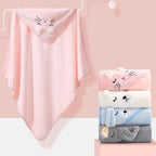 Toalla baño bebé - Gatita - Coral Claro