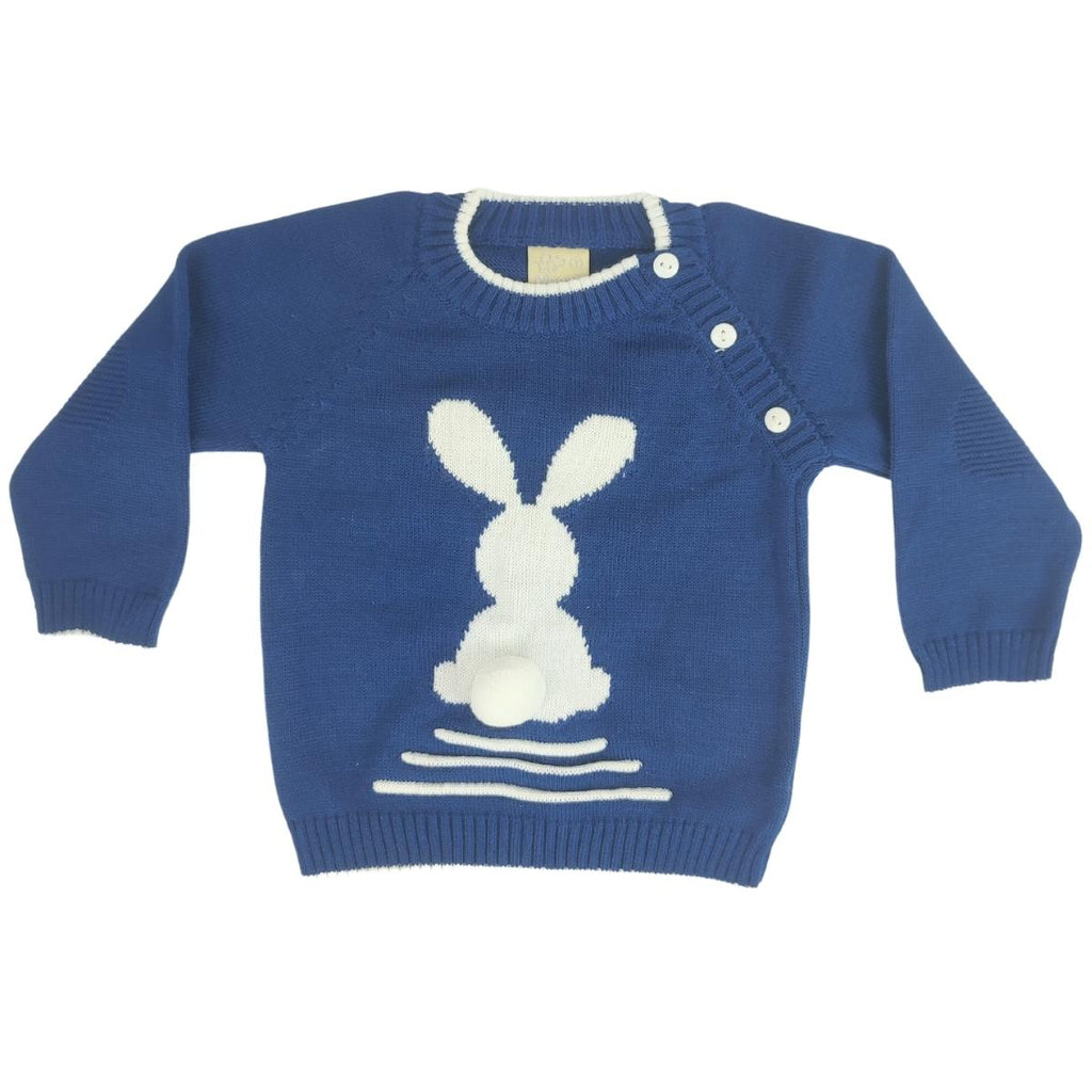 Conjunto bebé Hilo Conejo 4 piezas - Azul-Blanco - T2