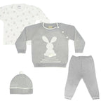 Conjunto bebé Hilo Conejo 4 piezas - Plomo-Blanco - T2