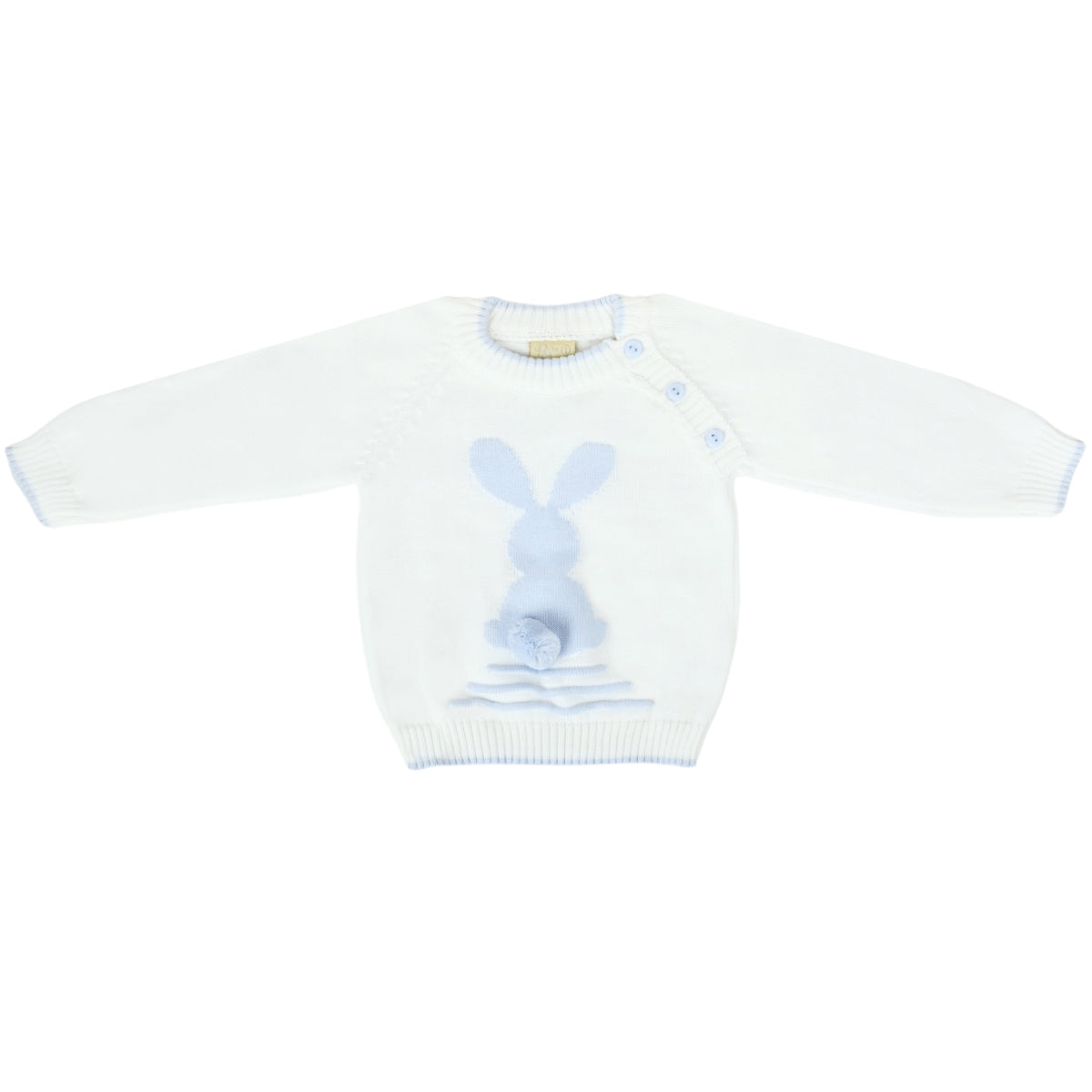 Conjunto bebé Hilo Conejo 4 piezas - Blanco Celeste - T2