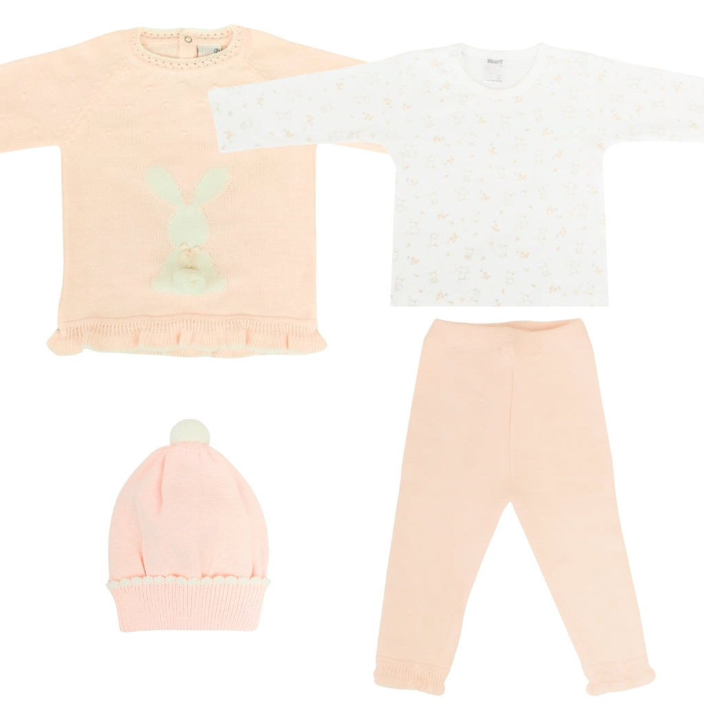 Conjunto bebé Hilo Conejo 4 piezas - Melon - T2