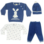 Conjunto bebé Hilo Conejo 4 piezas - Azul-Blanco - T2