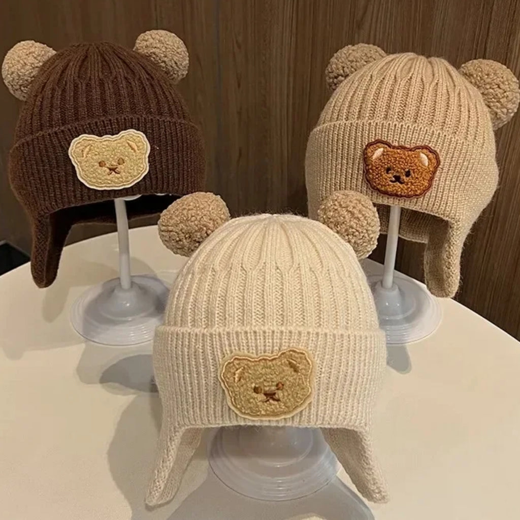 Gorro de Bebé con Orejitas de Oso | 3-36 Meses | Crema