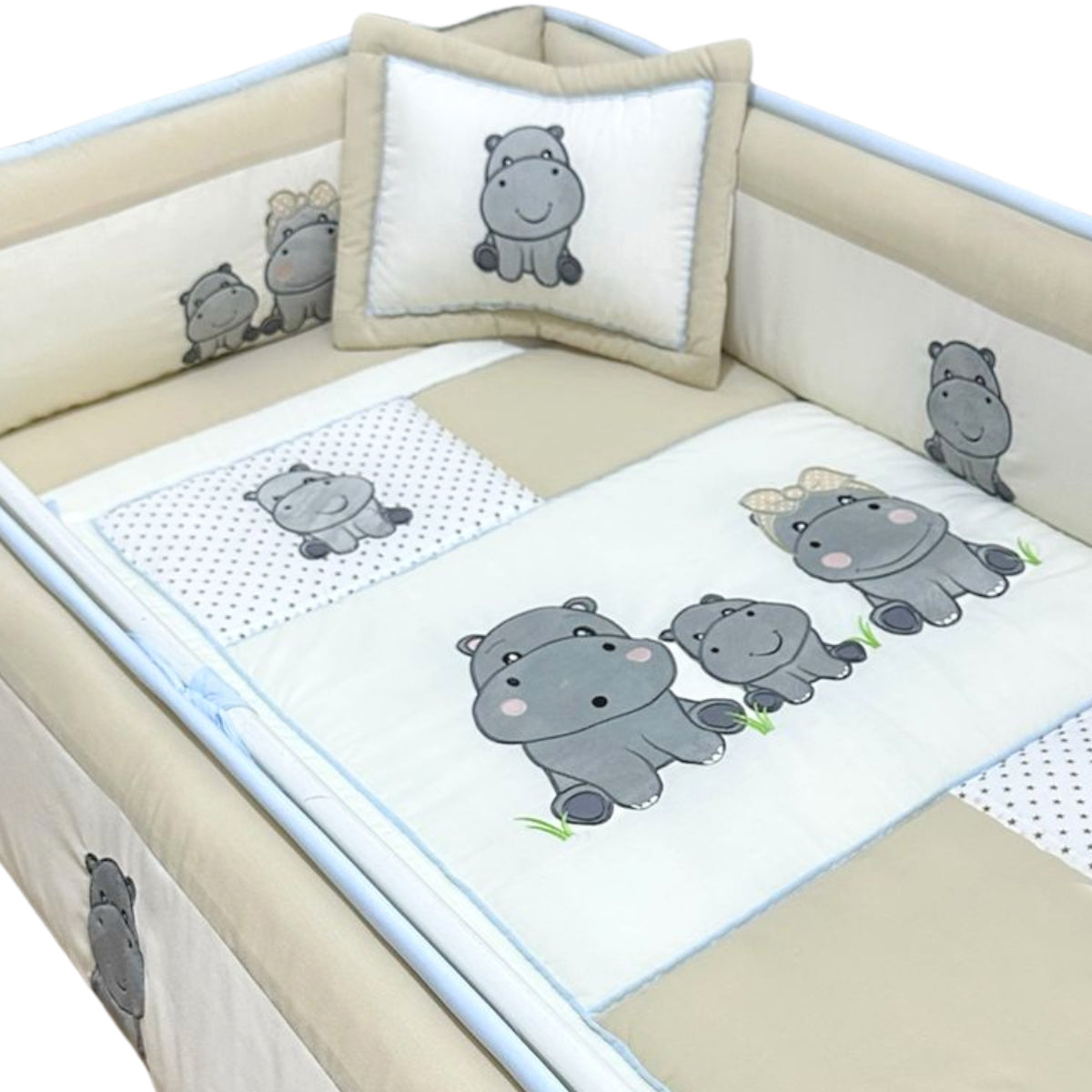 Set de Cuna y 4 protectores - Prestige - Los hipopótamos 2314