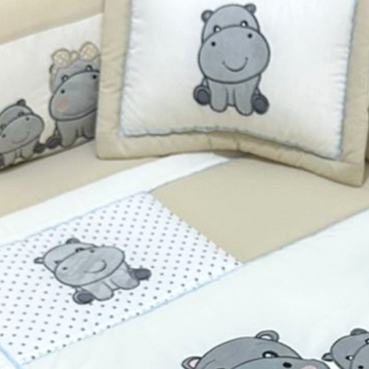 Set de Cuna y 4 protectores - Prestige - Los hipopótamos 2314