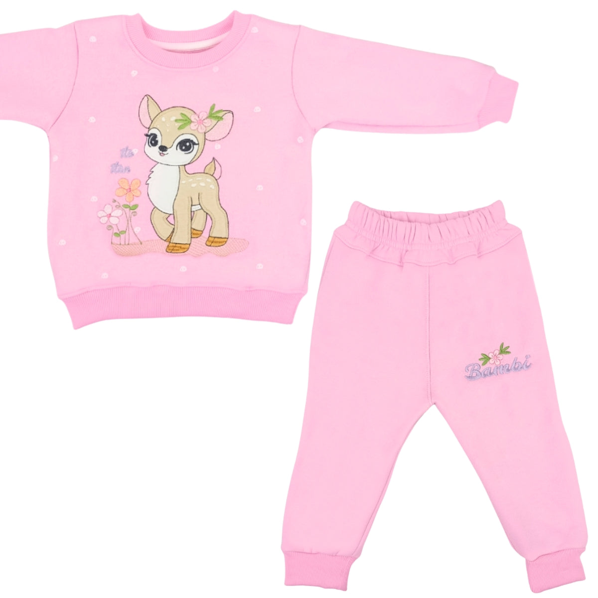 Conjunto Franela reactiva - 2 piezas - Bambi - Rosado