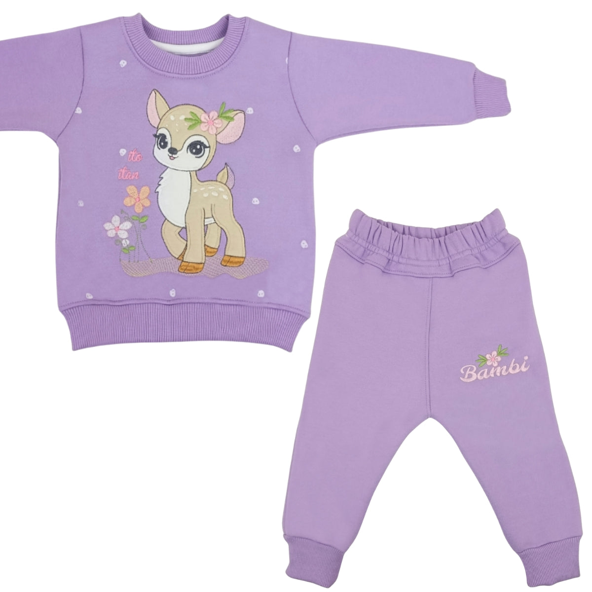 Conjunto Franela reactiva - 2 piezas - Bambi - Morado