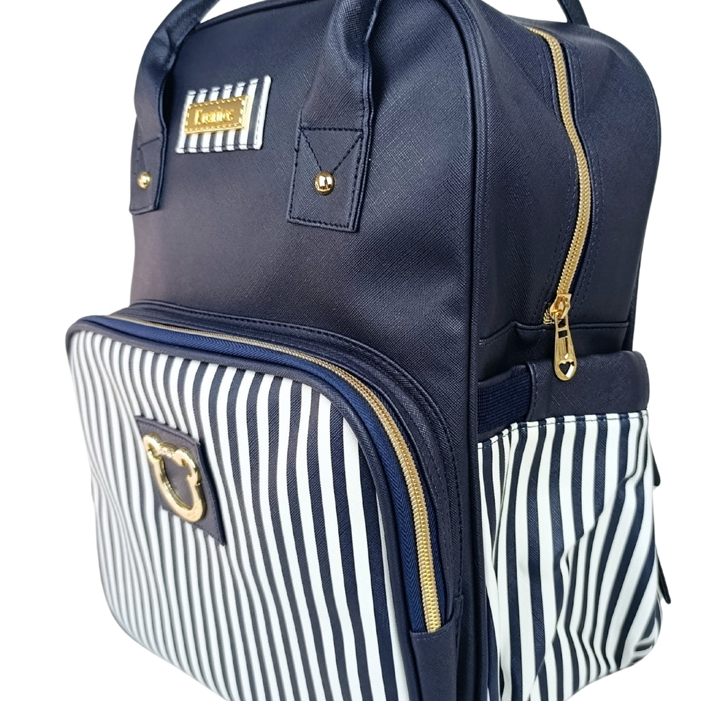 Mochila Pañalera - Rayas - Marino