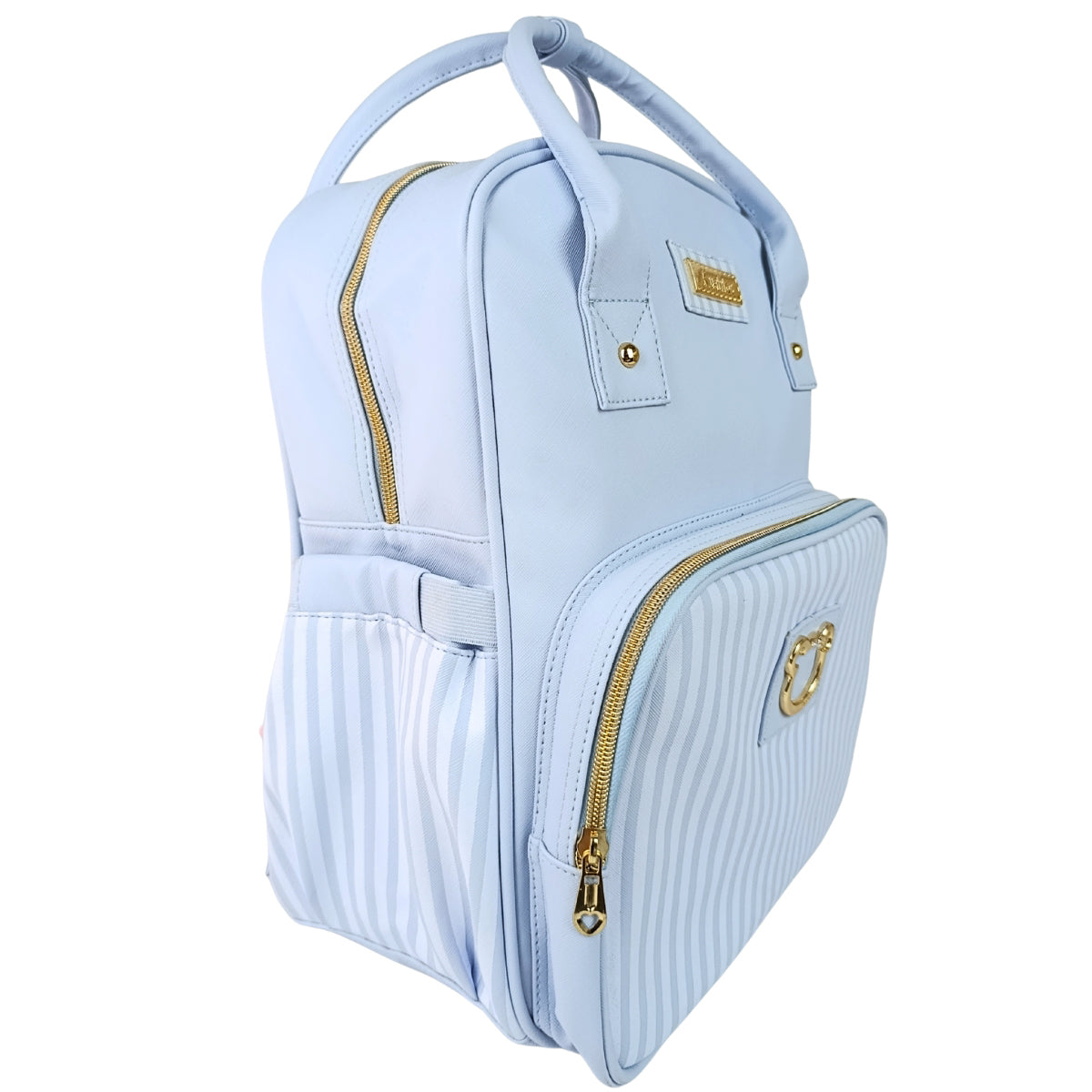 Mochila Pañalera - Rayas - Celeste