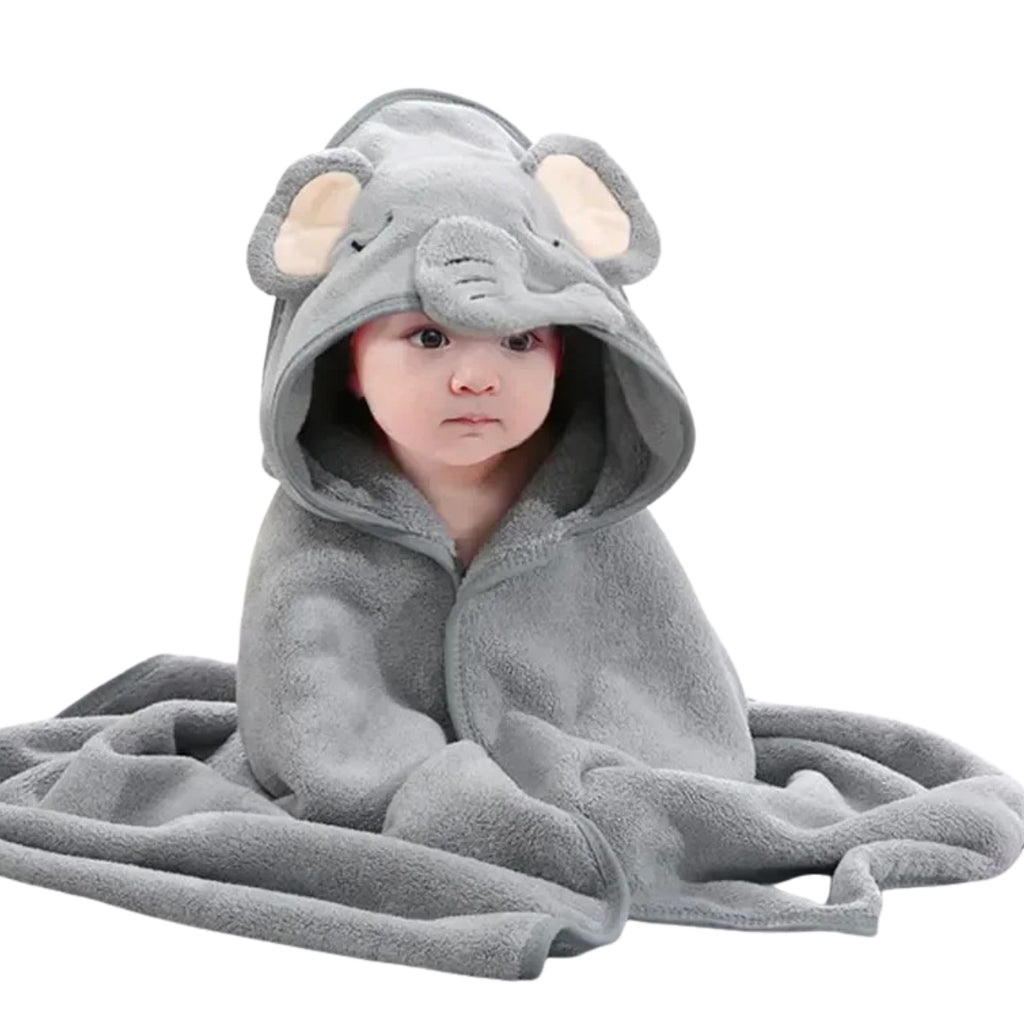 Toalla baño bebé - Elefante Plomo