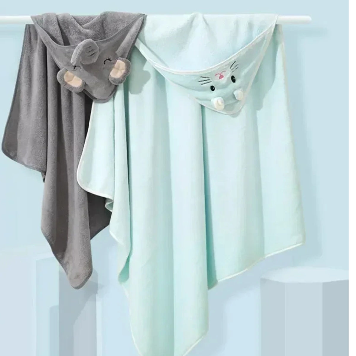 Toalla baño bebé - Elefante Plomo