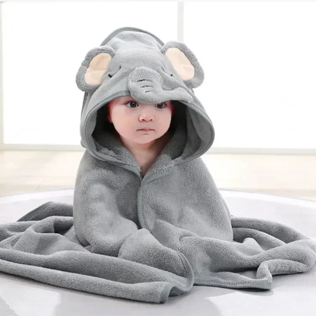 Toalla baño bebé - Elefante Plomo