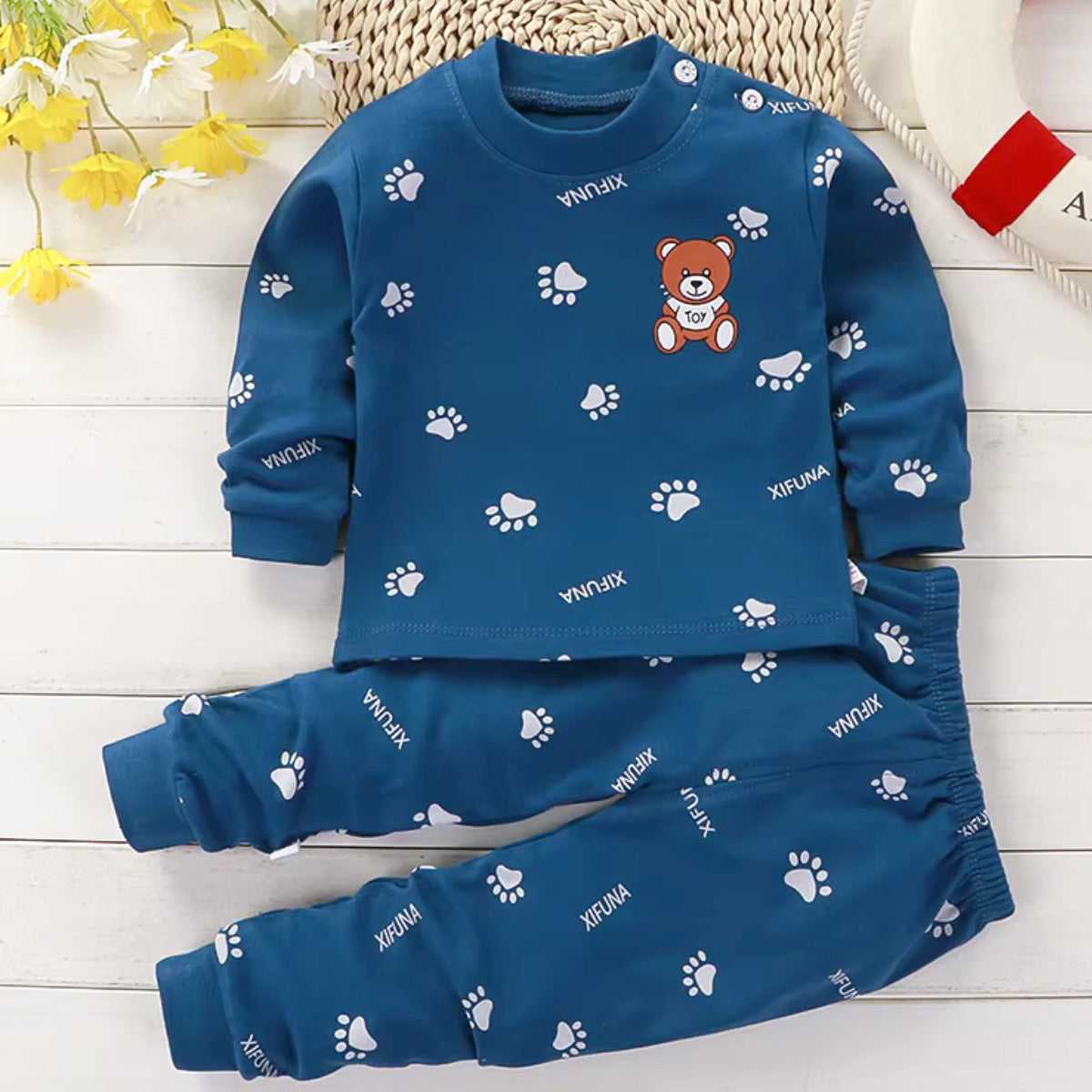 Pijama de Bebé Algodón - Osito Azul