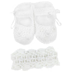 Set Zapatitos y vincha - Hilo Algodón- Blanco V2