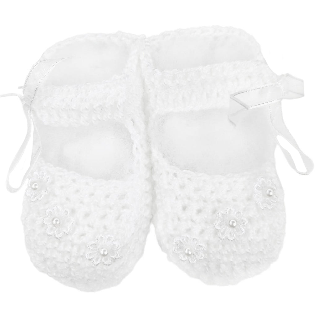 Set Zapatitos y vincha - Hilo Algodón- Blanco V2