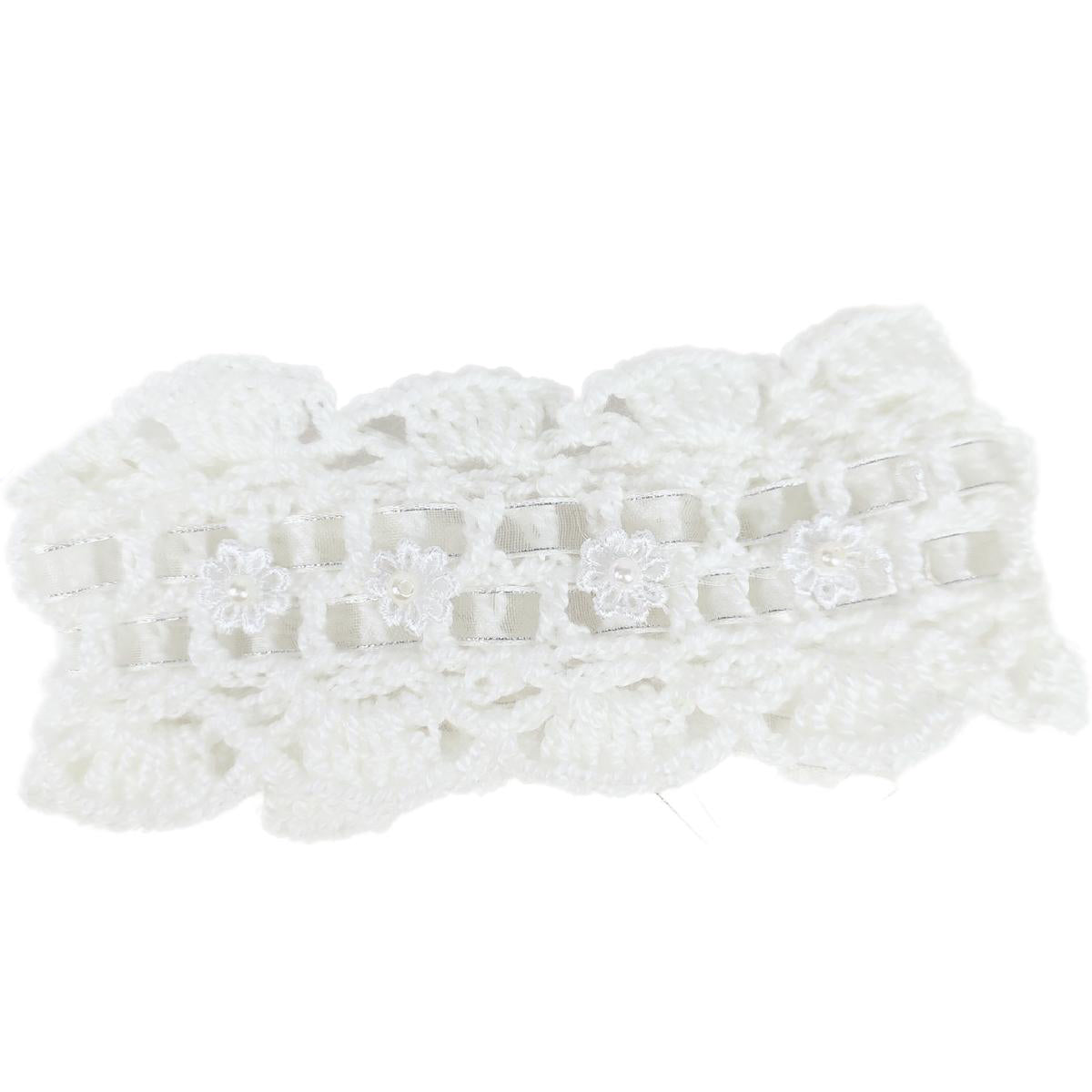 Set Zapatitos y vincha - Hilo Algodón- Blanco V2