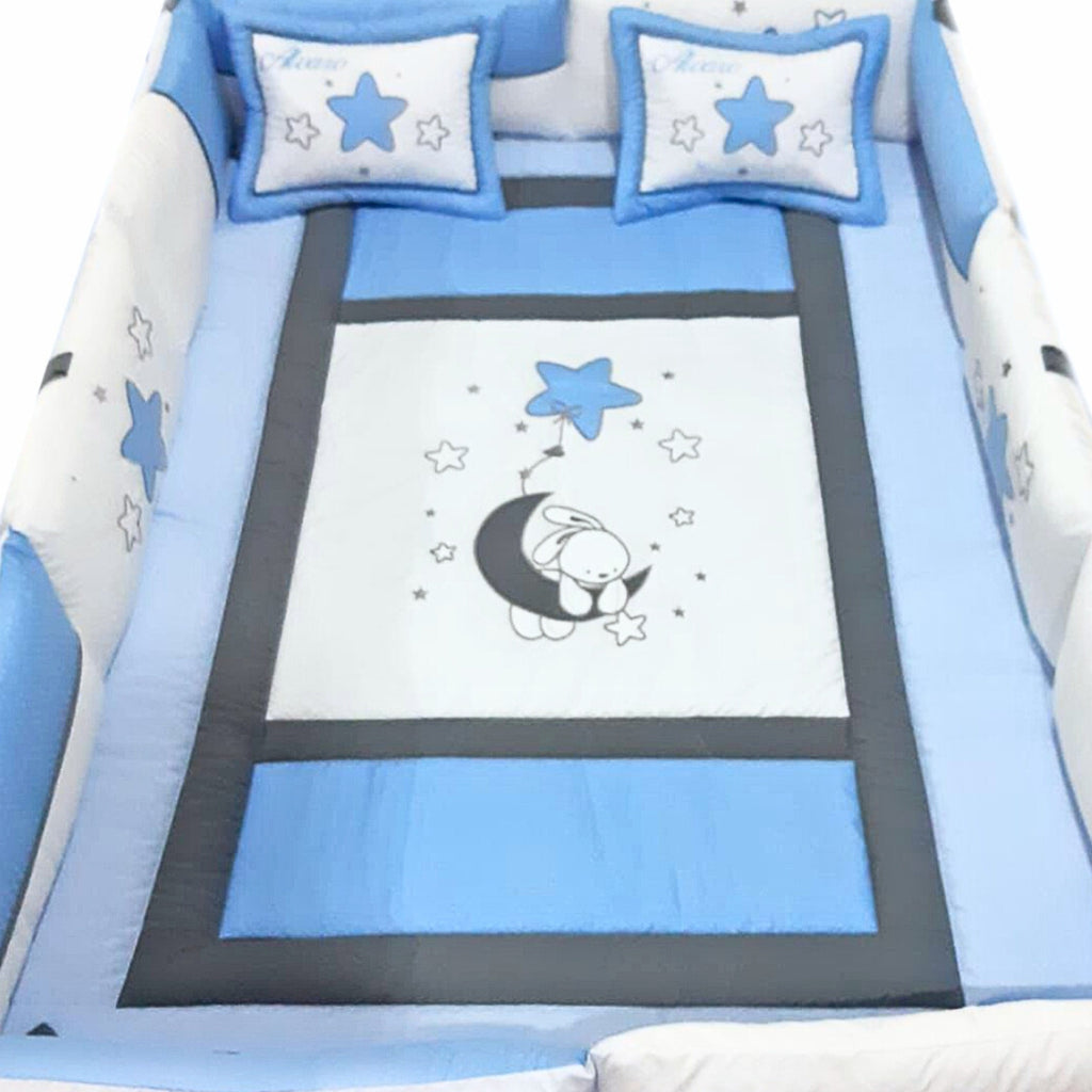 Set de Cama Cuna Cajonera y 4 protectores - Prestige - El Conejo y la luna