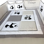 Set de Cama Cuna Cajonera y 4 protectores - Prestige - Panda Gris