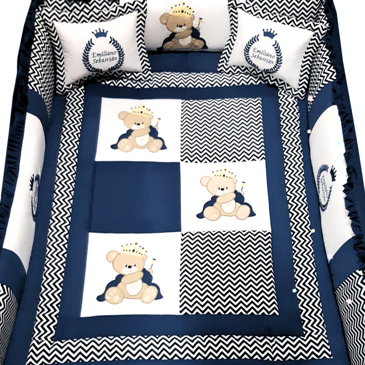 Set de Cama Cuna Cajonera y 4 protectores - Prestige - Principe Azul
