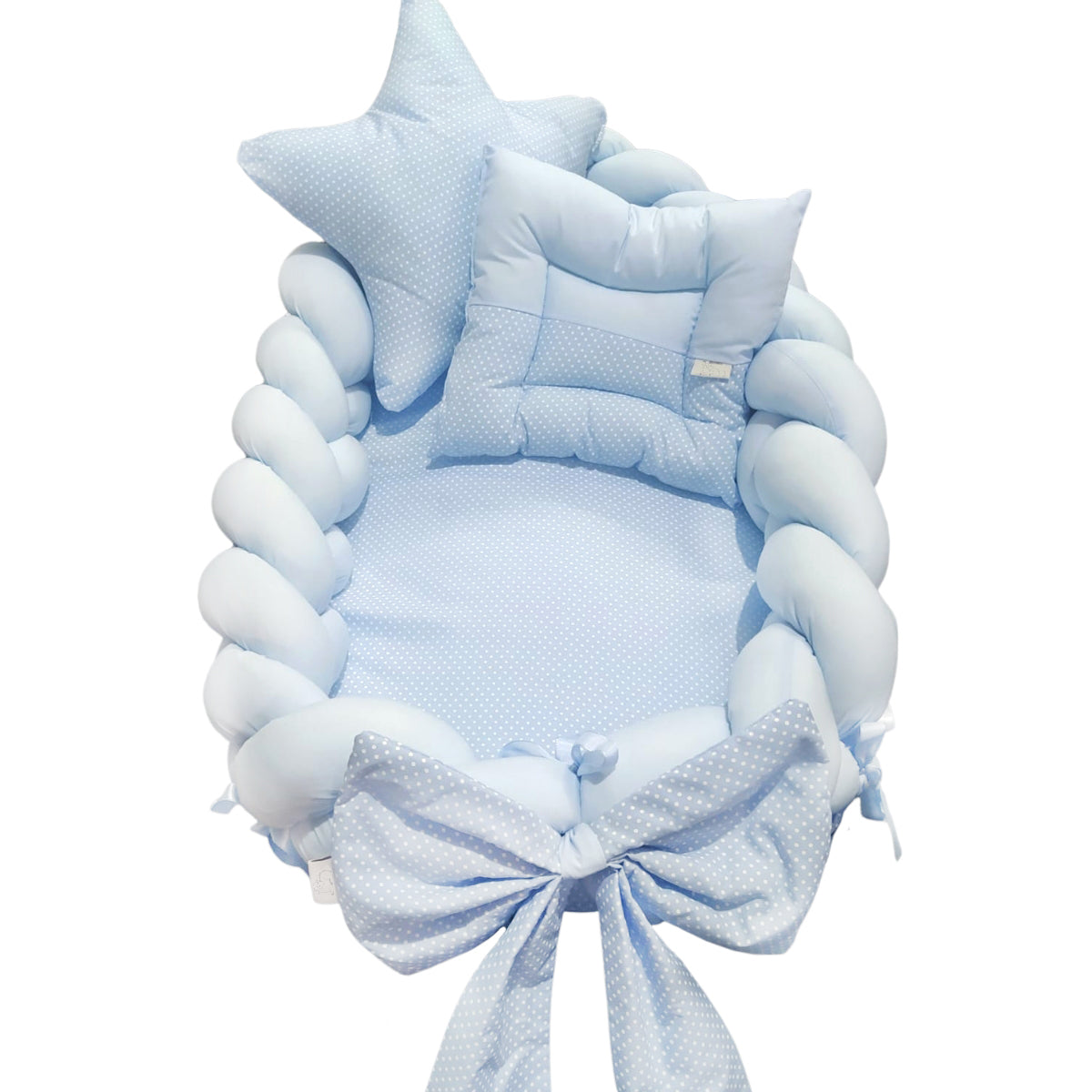 Nido Colecho Trenzado Puntito Celeste