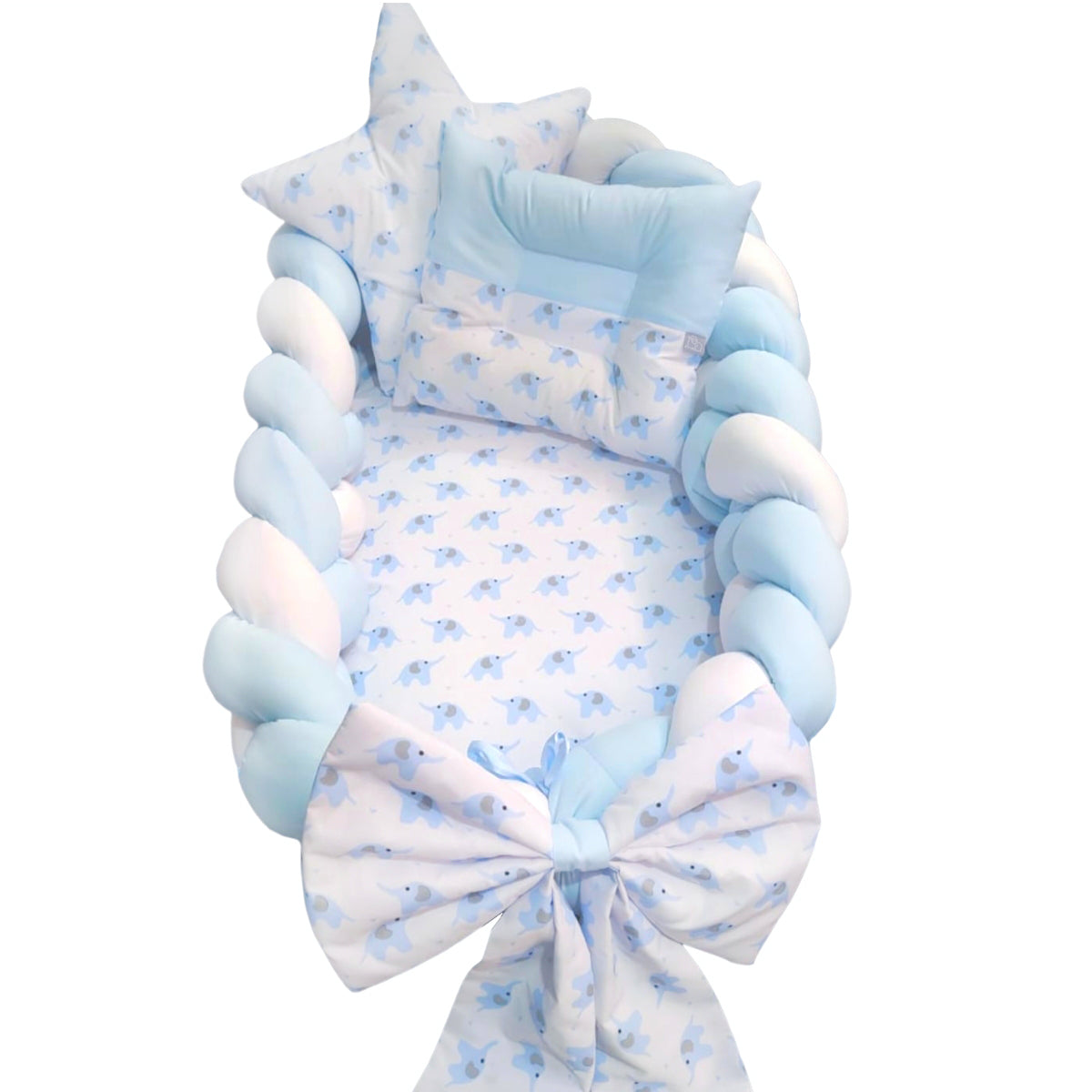 Nido Colecho Trenzado Elefante Celeste