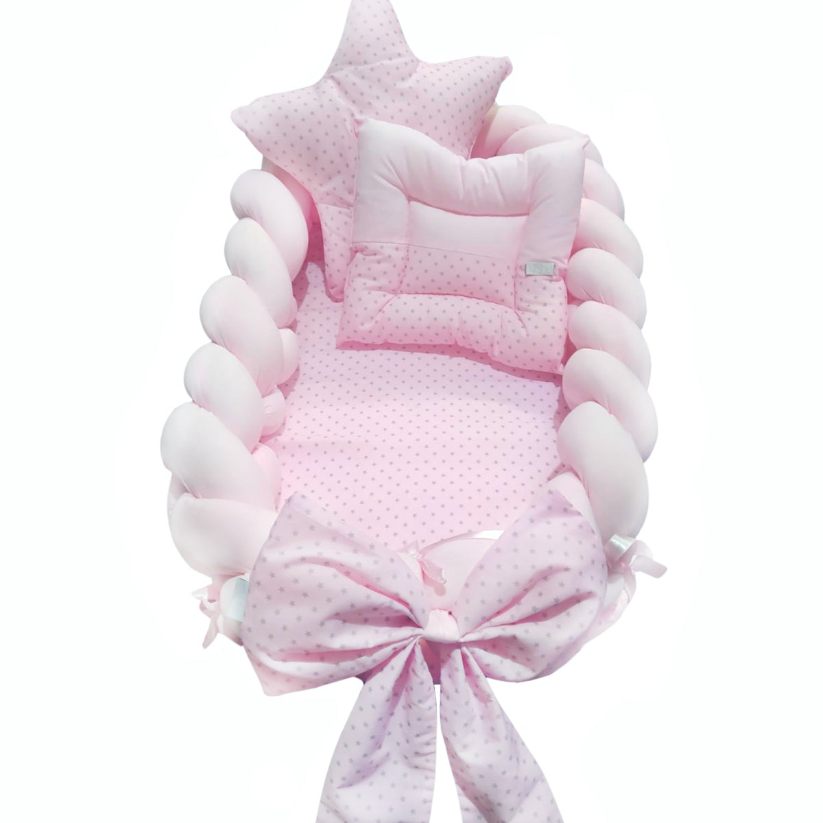 Nido Colecho Trenzado - Estrellitas grises - Rosado