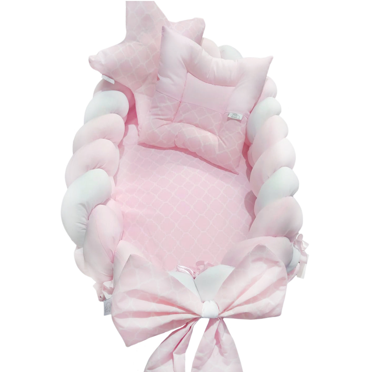 Nido Colecho Trenzado Rombo Rosado