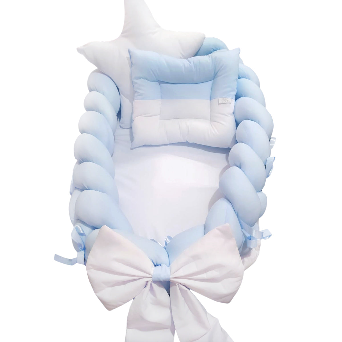 Nido Colecho Trenzado Blanco Celeste