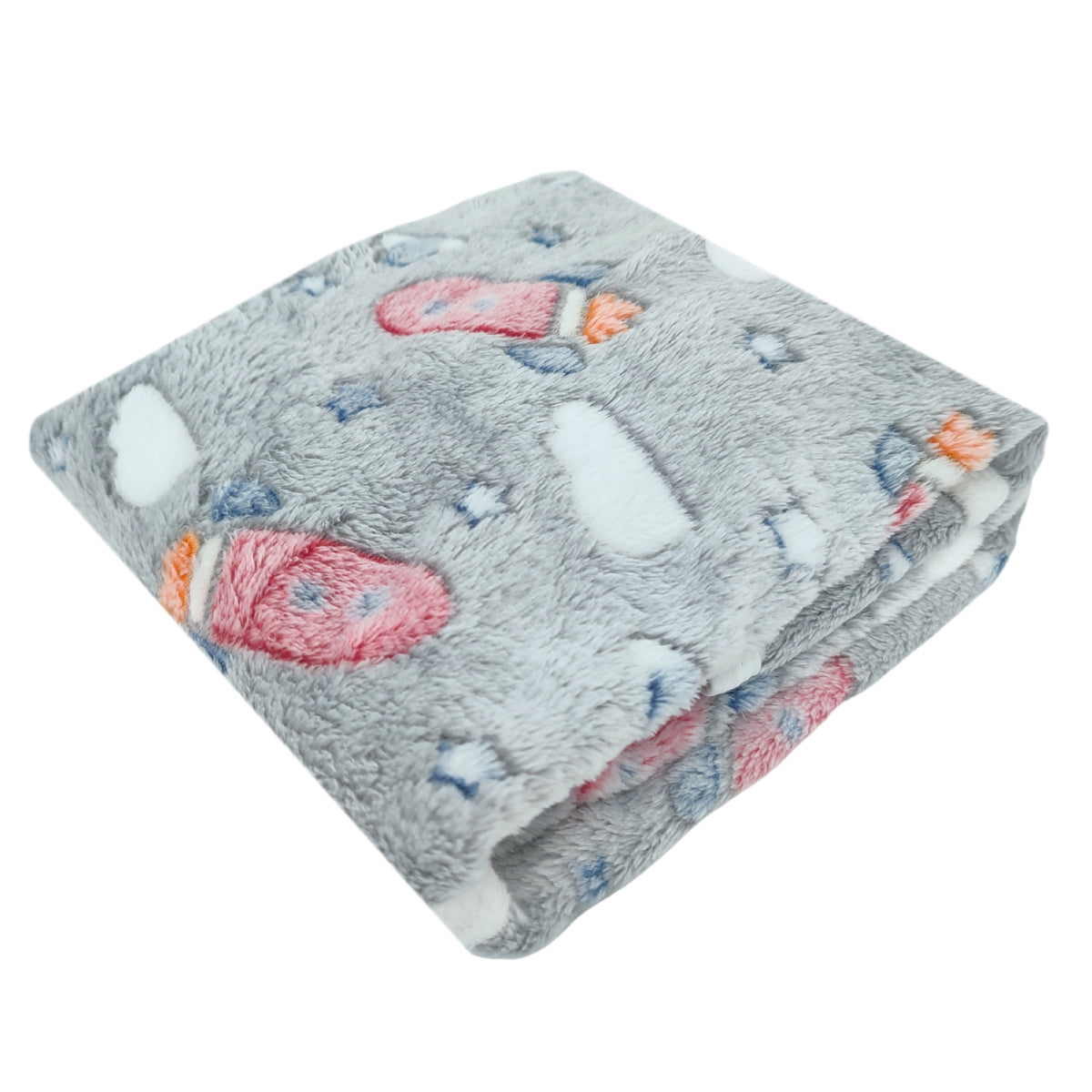 Manta Felpa Bebé - Cohetes/Gris M05