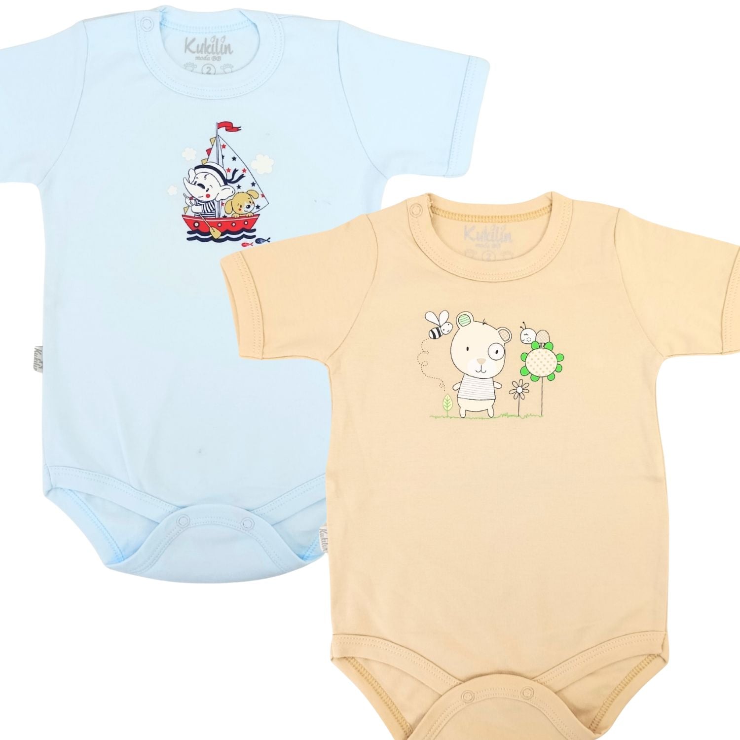Pack de 2 Bodys de Bebé Manga Corta - N8